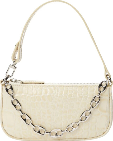 By Far Mini Rachel Croco Leather Shoulder Bag White ONE SIZE By Far Mini Rachel Croco Leather Shoulder Bag White ONE SIZE