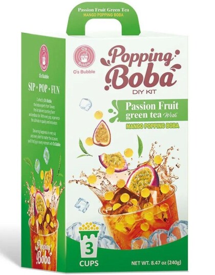 O"s Bubble Popping Boba DIY Kit Pasjonsfrukt og Grønn Te Taiwan