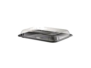 Plastbakke 1 Rum 460X300 Mm Sort Fad Med Løst Klart Låg Rpet,25 Stk/Krt