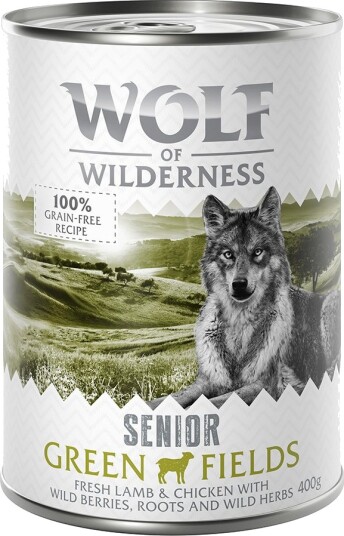 Wolf Of Wilderness Våtfôr Senior 6 12 Green Fields & Kylling Lam 24 X 400 G 6 X 400 G