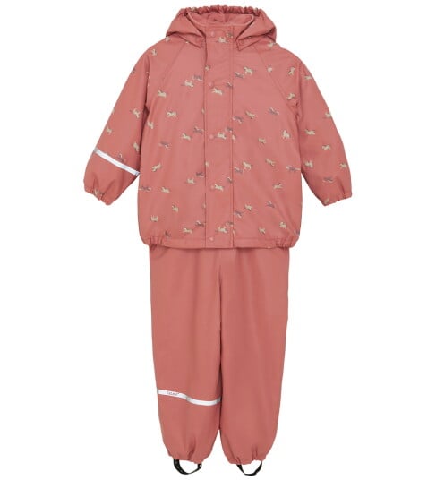 CeLaVi Brick Dust Regntøy Sett Aop W. Fleece 110