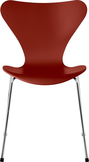 Fritz Hansen - 3107 Sjuan Bokfaner Venetian Red Spisestoler Arne Jacobsen Rød Metall/tre