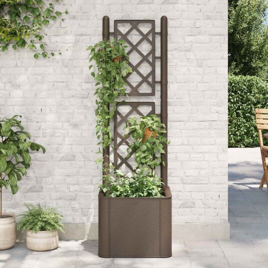 vidaXL Høybed med espalier og selvvanningssystem mocca