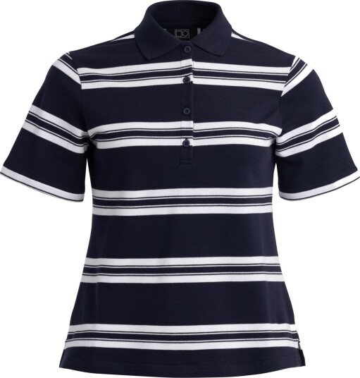 Bogeys & Birdies W Cotton Mix Classic Button Stripe Blå Hvit Golf pologenser dame Dk Navy/White Small Bogeys & Birdies W Cotton Mix Classic Button Stripe Blå Hvit Golf pologenser dame Dk Navy/White Small