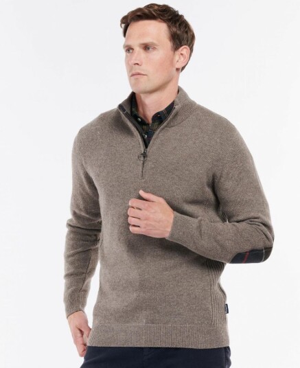 Barbour holden half zip brun genser strikkegenser strikket herre ull l