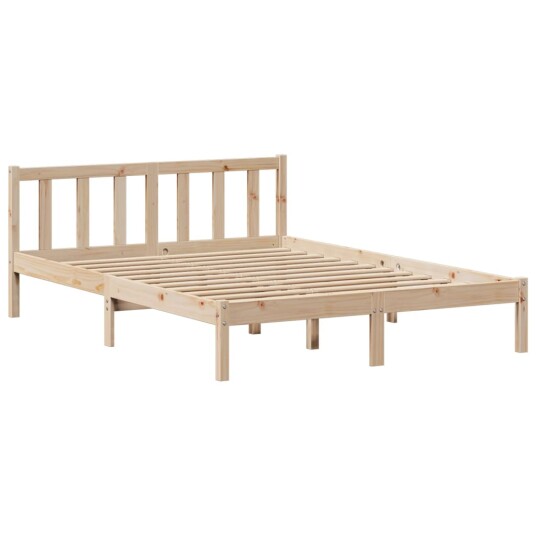 Seng med bokhylle uten madrass 140x200 cm heltre furu 3321657