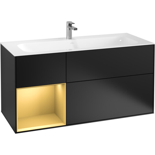 VILLEROY & BOCH FINION SERVANTSKAP 120 SVART MATT LAKK M/LYS VENSTRESTILT MATT GULL HYLLE VILLEROY & BOCH FINION SERVANTSKAP 120 SVART MATT LAKK M/LYS VENSTRESTILT MATT GULL HYLLE