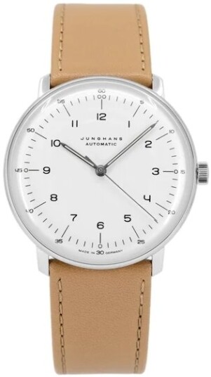Junghans Herreklokke 27/3502.02 Max Bill Hvit/Lær Ø38 mm