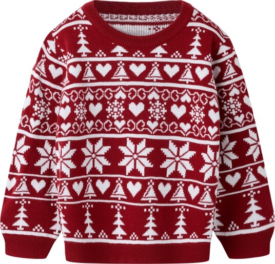 Name It Nmnrismas Ls Knit Cot   RED DAHLIA   104