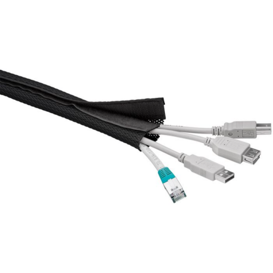 MicroConnect Kabelsokk Med Borrelås 1,8m Svart