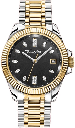 Thomas Sabo Dameklokke WA0370 291 203 Classic Sort/Gulltonet stål