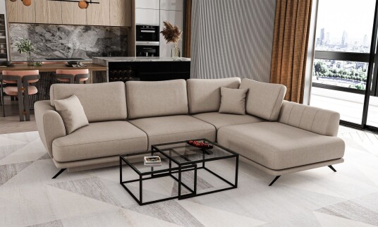 Larde sofa med Sjeselong Høyre Beige Larde sofa med Sjeselong Høyre Beige