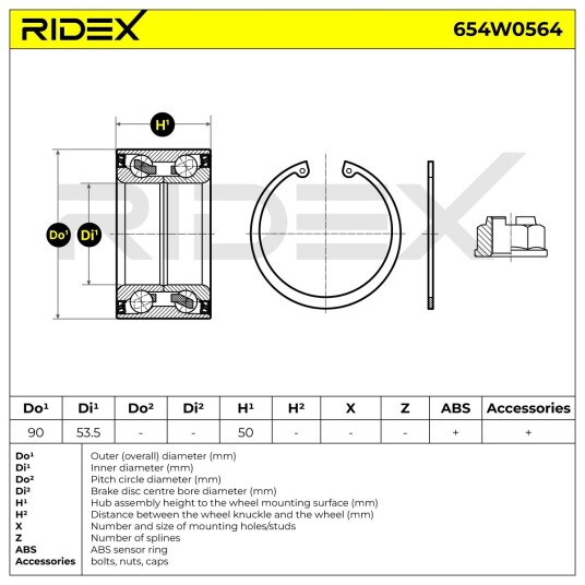 Hjullager RIDEX 654W0564 Hjullager RIDEX 654W0564