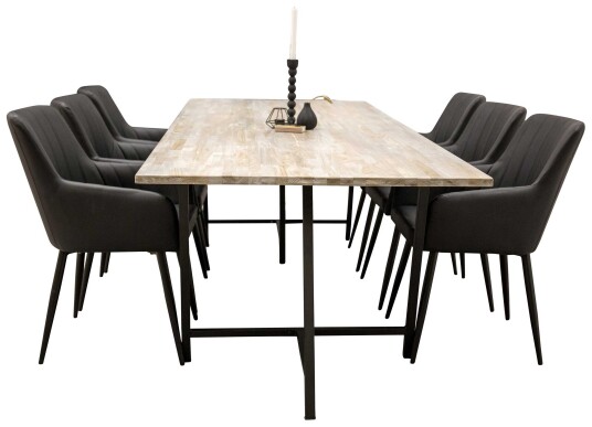 Venture Design Jepara & Comfort spisegruppe Grå/svart 6 st stoler & bord 250 x 100 cm