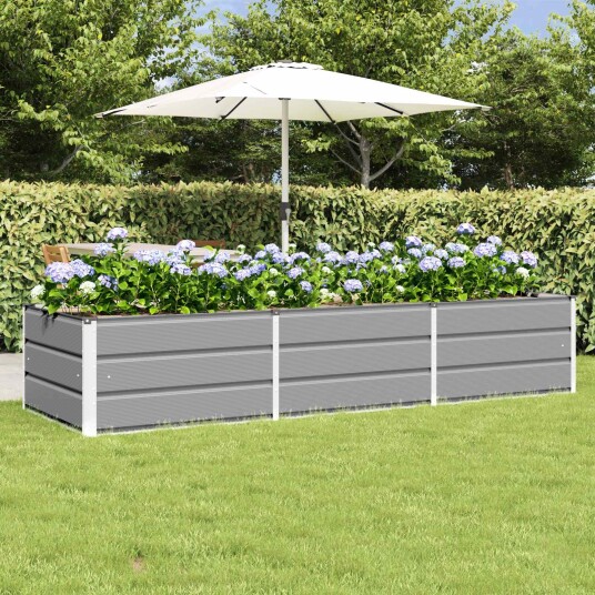 vidaXL Plantekassed Lysegrå 240 x 80 x 45 cm Stål vidaXL Plantekassed Lysegrå 240 x 80 x 45 cm Stål
