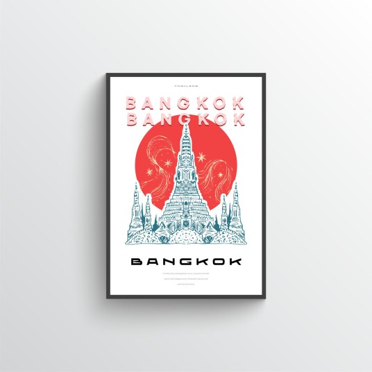 Bangkok Tempel Reiseplakat Bangkok Tempel Reiseplakat
