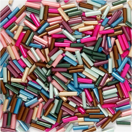Avlange Glassperler Creativ Company Metallic Lengde 6 mm Dia 1,5-2 mm Hullstr 1 mm Vekt 130 g/1 Pk Avlange Glassperler Creativ Company Metallic Lengde 6 mm Dia 1,5-2 mm Hullstr 1 mm Vekt 130 g/1 Pk