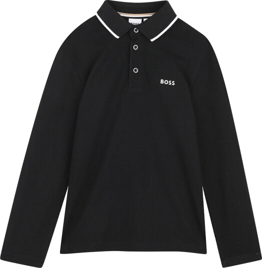 BOSS Long Sleeve Polo Black 140