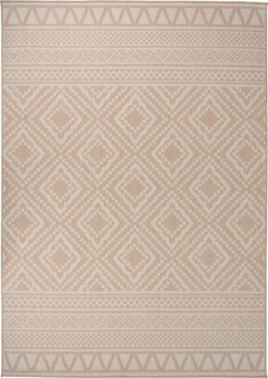 vidaXL Utendørs flatvevd teppe 140x200 cm brun striper