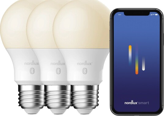 Nordlux 3-pakning Smartpærer A60 E27 4W Dimbare Lyspærer Varmhvitt
