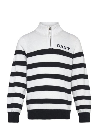 Gant Kids Gant Knitted Breton Stripe Zip Funnel White 152