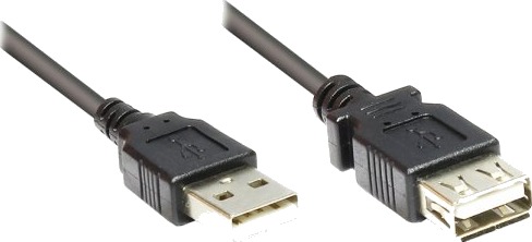 Alcasa Usb 2.0 Am/Af 0.6M 0,6 M Usb A Usb A Usb 2.0 Hankjønn/Hunkjønn Svart