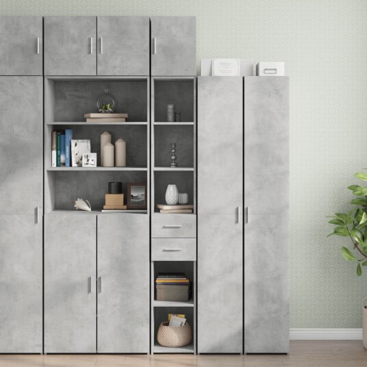 Smalt oppbevaringsskap betong grå 30x42,5x225 cm konstruert tre 8721102653582