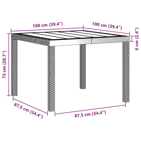 3 Delt Hage Spisegruppe med Puter Anthracite Poly Rattan