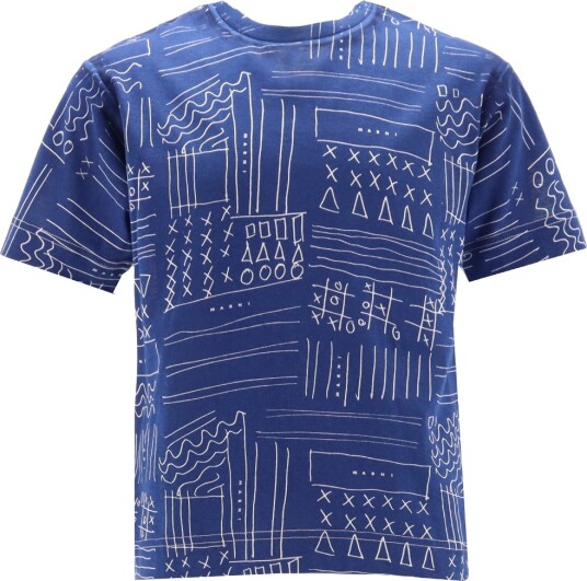 Marni T skjorte True Blue/Hvit m. Trykk Marni 8 år 128 T skjorte Blå