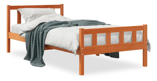 vidaXL Sengeramme med hodegavl voksbrun 90x190 cm heltre furu 8721012315112