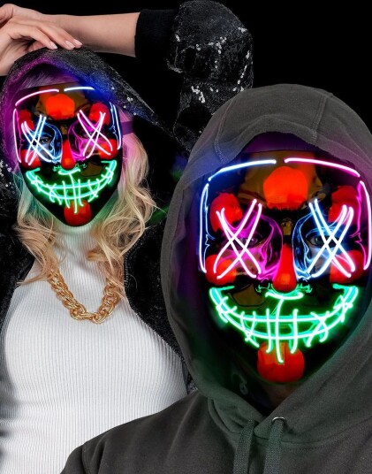 El Wire Purge Svart Maske med Flerfarget LED Lys 3 Lys Innstillinger El Wire Purge Svart Maske med Flerfarget LED Lys 3 Lys Innstillinger