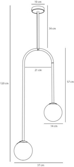 ALDEX Näve hengelampe svart metall glass 2 lyskilder