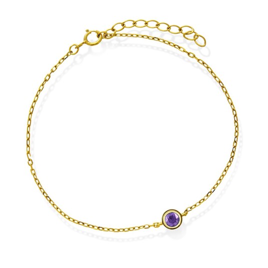 Pan Jewelry, Armbånd i 925 forgylt sølv med lilla zirkonia