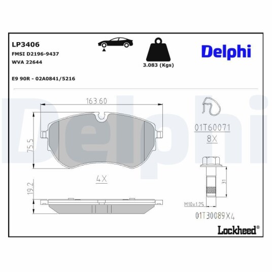Bremseklosser DELPHI LP3406 Bremseklosser DELPHI LP3406