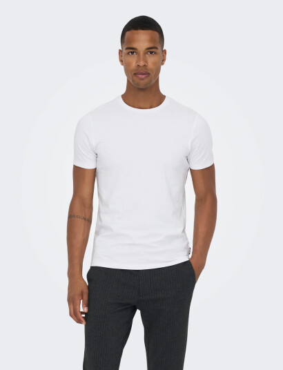 ONLY & SONS Onsbasic Slim O-Neck 2-Pack Noos - White - S