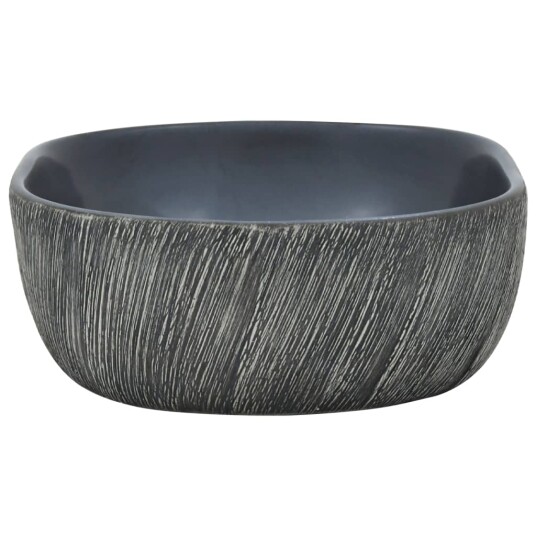 vidaXL Benkeservant svart og grå oval 47x33x13 cm keramikk