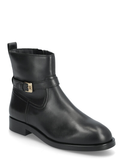 Tommy Hilfiger Th Buckle Riding Leather Bootie - Black - 38 Tommy Hilfiger Th Buckle Riding Leather Bootie - Black - 38