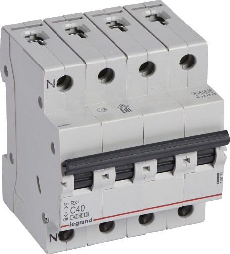 Legrand 3 stk RX³ MCB automatsikring C40 3P+N 4M 4,5kA