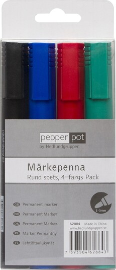 Hedlundgruppen Merkepenner Rund Spiss 4-pakning 62884 Hedlundgruppen Merkepenner Rund Spiss 4-pakning 62884