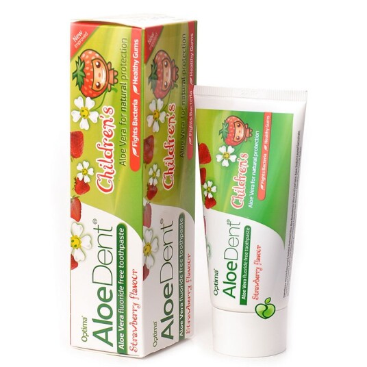 Aloe Vera Tannkrem for barn uten fluor AloeDent Jordbær 100 ml Aloe Vera Tannkrem for barn uten fluor AloeDent Jordbær 100 ml