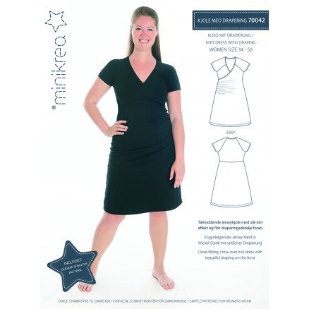 MiniKrea Mønster 70042 Kjole med drapering Størrelse 34 50