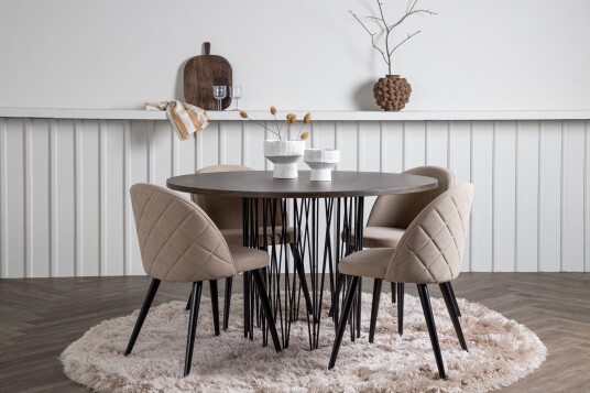 Venture Home Spisegruppe Alismo 120 cm Rund med 4 Longreone Stoler Beige