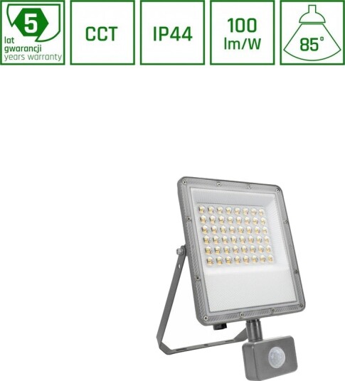 50W NOCTIS MAX CCT flomlys med sensor   IP44 PIR 3 farger   Dimbar : Ikke dimbar