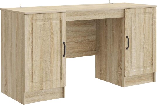 vidaXL Skrivebord med dør Sonoma eik 142,5 x 50 x 75 cm Konstruert tre
