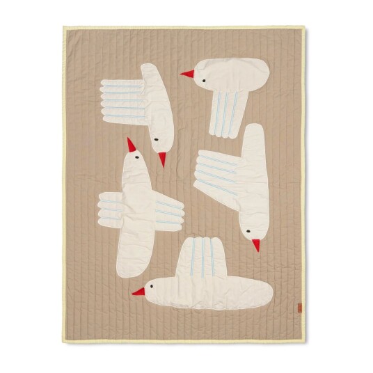 ferm LIVING Bird quiltet filt Beige