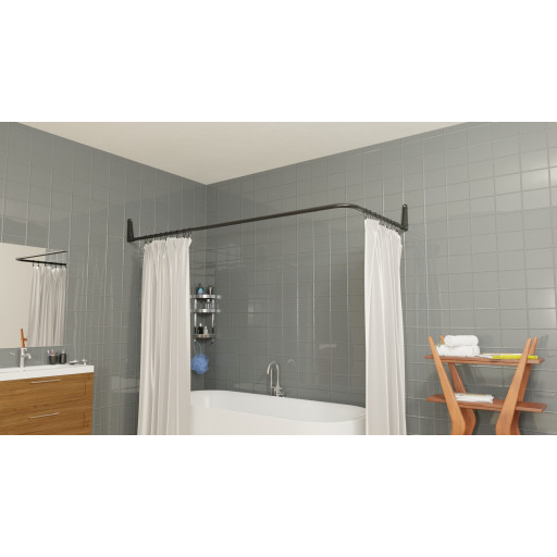 Van Der P Erica2000 dusjforhengstang 90x90 cm svart Sort