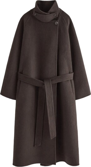 Lindex Coat In Wool Blend DARK BROWN MELANGE XS