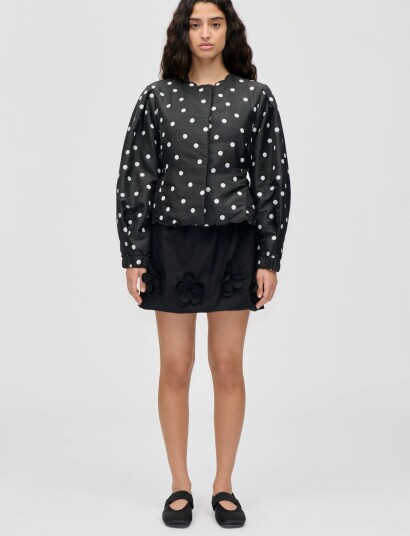 STINE GOYA Quilted Dots Voluminous Sleeve Jacket Black S