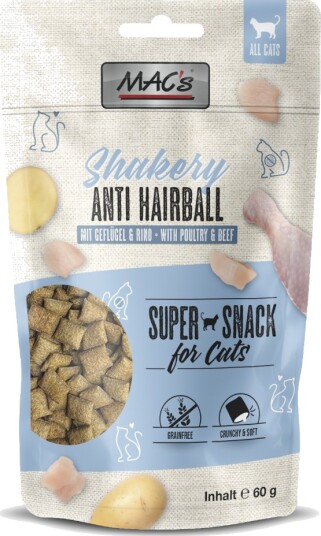 Mac'S Cat Shakery Snack Anti Hairball Med Og Storfekjøtt Kylling 60 G