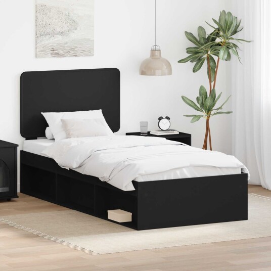  Sengestamme med hodegjerde Svart 100 x 200 cm Massiv furu